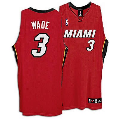 NBA Miami Heat 3 Dwyane Wade Authentic Red Jersey